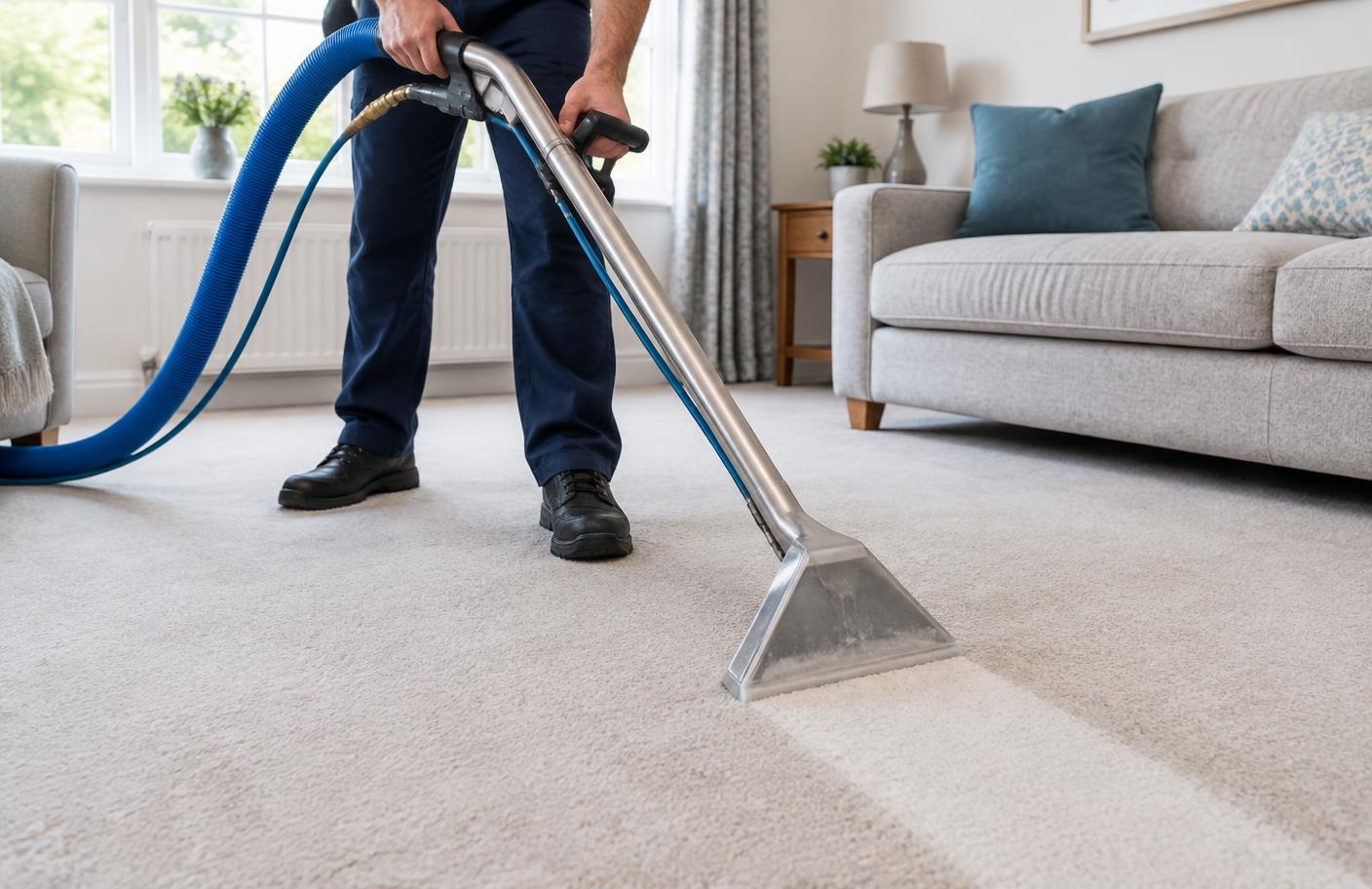 Carpet cleaner using professional extraction equipment