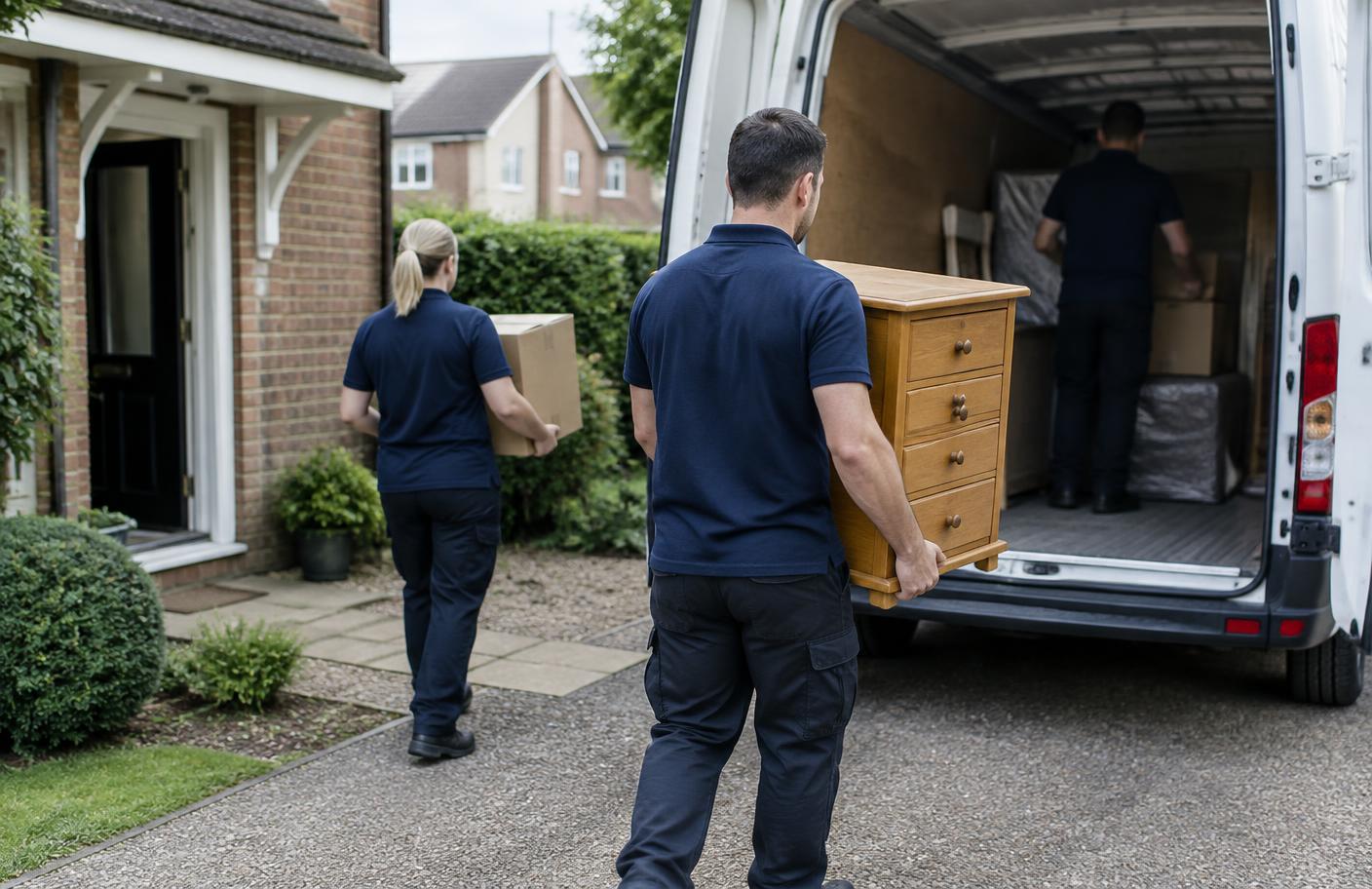 House clearance team carefully loading furniture and boxes