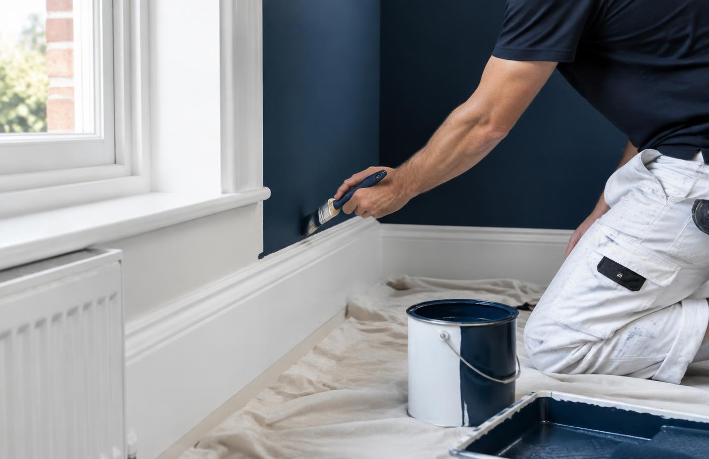 Decorator cutting in a navy interior wall